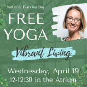 Free Yoga, Vibrant Living logo, Wednesday, April